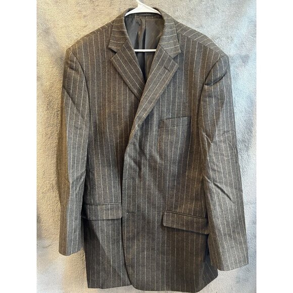Mantoni Italy Super 140's Wool Brown Striped Dual Vent Blazer Sport Jacket 50L - Picture 9 of 11